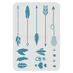 Plastic Reusable Drawing Painting Stencils Templates, for Painting on Fabric Tiles Floor Furniture Wood, Rectangle, Feather Pattern, 297x210mm(DIY-WH0202-368)