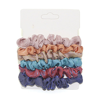 Cloth Elastic Hair Accessories, for Girls or Women, Scrunchie/Scrunchy Hair Ties, Mixed Color, 120mm, 6pcs/set