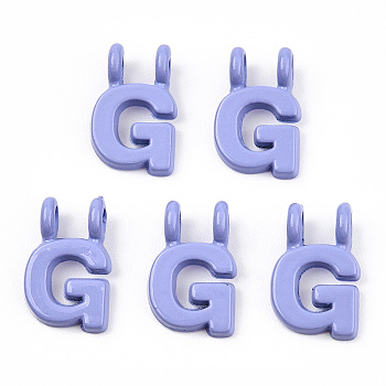 Rack Plating Spray Painted Alloy 2-Loop Link Pendants, Letter Charms, Lead Free & Nickel Free & Cadmium Free, Letter.G, 14x9x2mm, Hole: 2mm