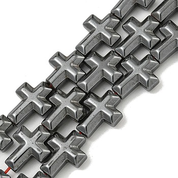 Non-magnetic Synthetic Hematite Beads Strands, Cross, 10x8x3mm, Hole: 1mm, about 39pcs/strand, 15.55''(39.5cm)