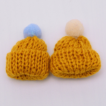 Handmade Wool Woven Hat Decoration, DIY Craft Decoration, Goldenrod, 45x25mm, Inner Diameter: 10mm.