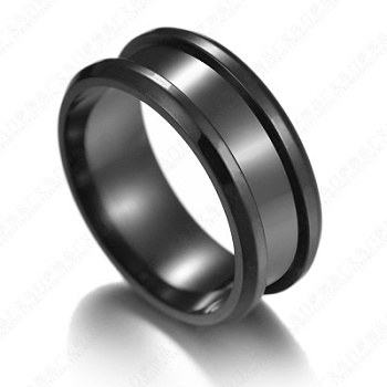 201 Stainless Steel Grooved Finger Ring Settings, Ring Core Blank, for Inlay Ring Jewelry Making, Gunmetal, Size 8, 8mm, Inner Diameter: 18mm