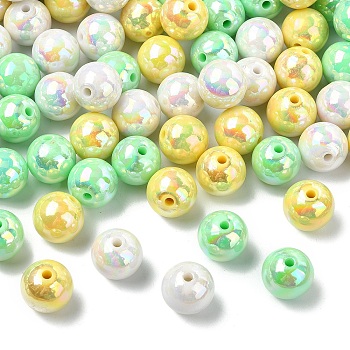 240G 3 Colors Opaque Acrylic Beads, AB Color Plated, Round, Mixed Color, 16x15mm, Hole: 2.8mm, 80g/color