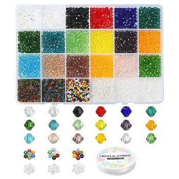 DIY Bracelet Making Kit, Including Glass Bicone & Round Seed Beads, Elastic Thread, Mixed Color