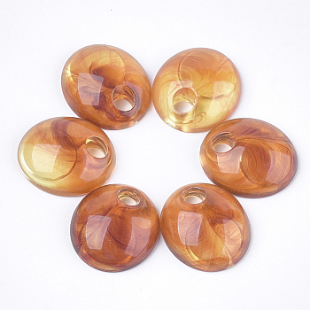 Acrylic Pendants, Imitation Gemstone Style, Oval, Sandy Brown, 19x17x6mm, Hole: 4mm, about 500pcs/500g