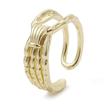 Rack Plating Brass Open Cuff Rings, Hollow, Real 18K Gold Plated, Inner Diameter: 17.4mm