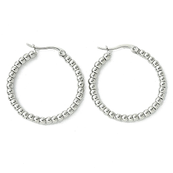 304 Stainless Steel Hoop Earrings for Women, Ring, Stainless Steel Color, 31x30x3mm