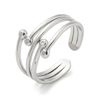 304 Stainless Steel Open Cuff Rings, Stainless Steel Color, Inner Diameter: 18mm