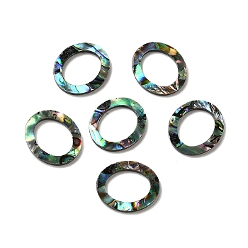 Natural Abalone Shell/Paua Shell Cabochons, Hollow Oval, 14.5x12.5x1.3mm