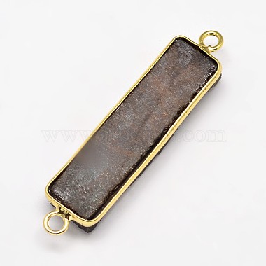 Rectangle Electroplated Natural Druzy Crystal Agate Links connectors(G-A144-02E)-2