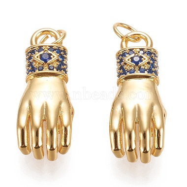 Real 20K Gold Plated Blue Palm Brass+Cubic Zirconia Pendants