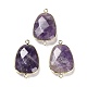 Natural Amethyst Faceted Connector Charms(G-F763-02G-04)-1