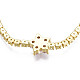 Cubic Zirconia Classic Tennis Necklace with Flower Links(NJEW-N048-01F)-4