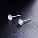 SHEGRACE Rhodium Plated 925 Sterling Silver Four Pronged Ear Studs(JE420A-02)-3