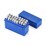 Iron Seal Stamps Set, for Imprinting Metal, Plastic, Wood, Leather, Including Letter A~Z and Ampersand, Platinum, 64.5x10x10mm, 27pcs/box(AJEW-WH0001-39B)