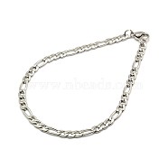 304 Stainless Steel Figaro Chain Bracelet Making, Stainless Steel Color, 8-7/8 inch~8-1/4 inch(21~22.5cm), 4mm(STAS-A028-B023P)