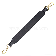 Genuine Leather Shoulder Strap, with Iron Findings and Alloy Findings, for Bag Straps Replacement Accessories, Black, 399x36x9mm, Clasp: 59x27.5x7.5mm(FIND-WH0043-85)