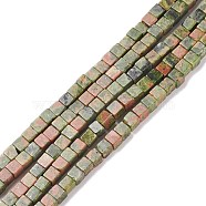 Natural Unakite Beads Strands, Cube, 4~4.5x4~4.5x4~4.5mm, Hole: 1mm, about 92pcs/strand, 15.35''(39cm)(G-F631-K19)
