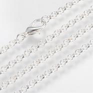 Iron Rolo Chains Necklace Making, with Lobster Clasps, Soldered, Silver Color Plated, 23.6 inch(60cm)(MAK-R015-60cm-S)
