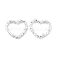 50Pcs Iron Linking Rings, Textured Open Rings, Silver, Heart, 12x14x2mm, Inner Diameter: 9x11mm(IFIN-E017-02C-S)