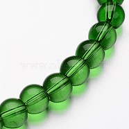 Glass Round Bead Strands, Green, 4mm, Hole: 1mm, about 75~80pcs/strand, 11 inch(X-GLAA-I028-4mm-04)