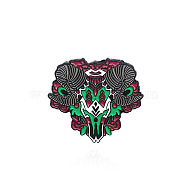 Animal Skeleton Safety Brooch Pin, Alloy Enamel Badge for Suit Shirt Collar, Goat, 32x35mm(JEWB-PW0001-001F)
