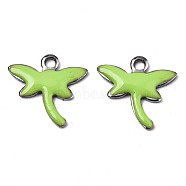 201 Stainless Steel Enamel Charms, Dragonfly, Stainless Steel Color, Green Yellow, 11.5x12x1.5mm, Hole: 1.2mm(STAS-N088-19F)