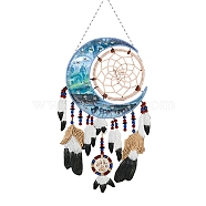 DIY Moon Pendant Decoration Diamond Painting Kit, Including Resin Rhinestones Bag, Diamond Sticky Pen, Tray Plate and Glue Clay and Metal Chain, Mixed Color, Finish Product: 330x200mm(PW-WG52352-01)