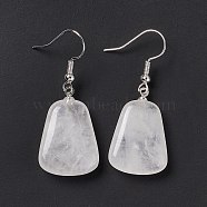 Natural Quartz Crystal Trapezoid Dangle Earrings, Platinum Brass Jewelry for Women, 41mm, Pin: 0.7mm(EJEW-D188-02P-03)