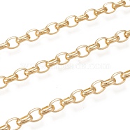 3.28 Feet Brass Cable Chains, Long-Lasting Plated, Unwelded, Real 18K Gold Plated, 8x6x2.5mm(X-CHC-M020-14G)