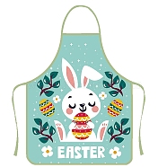 Cute Easter Rabbit Pattern Polyester Sleeveless Apron, with Double Shoulder Belt, for Household Cleaning Cooking, Turquoise, 800x600mm(PW-WG40759-04)