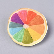 Acrylic Badges Brooch Pins, Cute Lapel Pin, for Clothing Bags Jackets Accessory DIY Crafts, Orange Shape, Colorful, 39x8mm, Pin: 0.8mm(JEWB-E676-78)