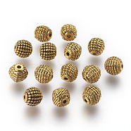 Tibetan Style Alloy Beads, Lead Free & Cadmium Free, Round, Antique Golden, Size: about 9mm in diameter, hole: 2mm(X-GLF0079Y)