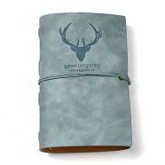 7.09 x 4.8" Imitation Leather Cover Loose-Leaf Tri-fold Notebook, Journal Book, with 5 Sheets Binder Dividers and 3Pcs Transparent Storage Bags, Rectangle with Antler Pattern, Cyan, 18x12.2cm, 80sheets, 160pages/pc(OFST-PW0001-343B)
