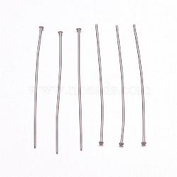 Tarnish Resistant 304 Stainless Steel Flat Head Pins, Stainless Steel Color, 30x0.6~0.7mm, 21 Gauge, 21~22 Gauge, Head: 1.2~1.5mm(STAS-H358-07B)