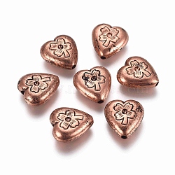 CCB Plastic Beads, Heart with Clover, Red Copper, 17x16x7mm, Hole: 2mm(CCB-G006-048R)