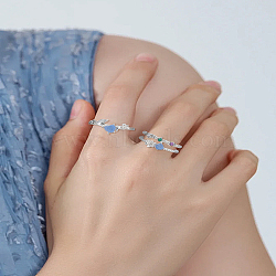 3Pcs Alloy Rhinestone Cuff Rings Sets, Flower & Heart Resin Open Rings, Platinum, 8.5~11mm, Inner Diameter: 18.4mm(RJEW-LP0003-61)