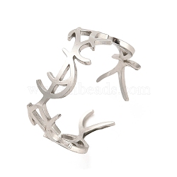 Non-Tarnish 304 Stainless Steel Open Cuff Rings, Crown, Inner Diameter: 18.6mm(RJEW-Q808-04A-P)