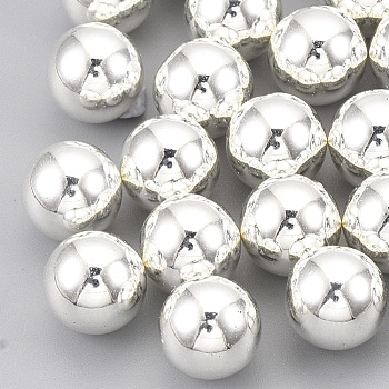 ABS Plastic Beads, No Hole/Undrilled, Round, Silver Plated, 3mm, about 200000pcs/2500g
