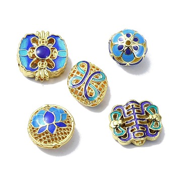 Handmade Cloisonne Beads, with Enamel, Mixed Color, 10.5~16x11.5~15.5x4~13.5mm, Hole: 1.4~2mm