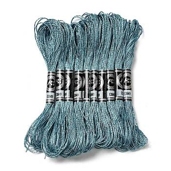10 Skeins 12-Ply Metallic Polyester Embroidery Floss, Glitter Cross Stitch Threads for Craft Needlework Hand Embroidery, Friendship Bracelets Braided String, Dark Turquoise, 0.8mm, about 8.75 Yards(8m)/skein