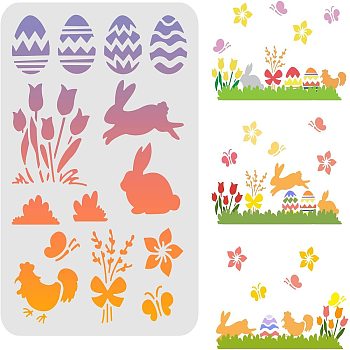 Large Plastic Reusable Drawing Painting Stencils Templates, for Painting on Scrapbook Fabric Tiles Floor Furniture Wood, Rectangle, Rabbit Pattern, 297x210mm