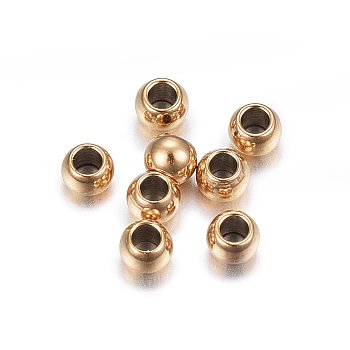 Ion Plating(IP) 304 Stainless Steel Beads, Rondelle, Golden, 2.5x1.8mm, Hole: 1.2mm