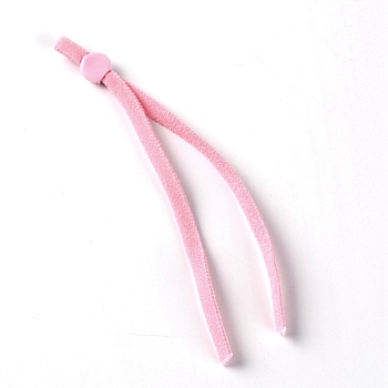 Flat Chinlon Elastic Mask Strap Extender, with Plasitic Adjustable Bead, Face Mask Lanyard Strap, Pink, 113x5mm