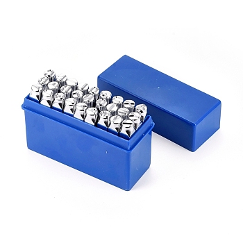 Iron Seal Stamps Set, for Imprinting Metal, Plastic, Wood, Leather, Including Letter A~Z and Ampersand, Platinum, 64.5x10x10mm, 27pcs/box