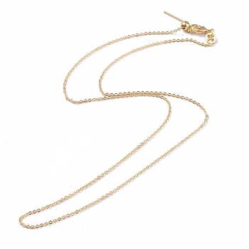 Brass Cable Chain Necklaces, Long-Lasting Plated, with Lobster Claw Clasps and Stopper Beads, Golden, 17.71 inch(45cm), 0.5mm