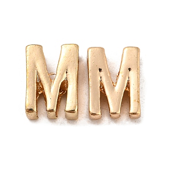 Golden Plated Alloy Beads, Initial Letter, Letter.M, 10x3mm, Hole: 1.8mm