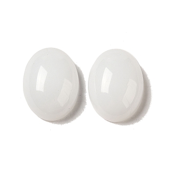 Glass Cabochons, Imitation Gemstone, Oval, White, 18x13x6.5mm
