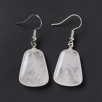 Natural Quartz Crystal Trapezoid Dangle Earrings, Platinum Brass Jewelry for Women, 41mm, Pin: 0.7mm