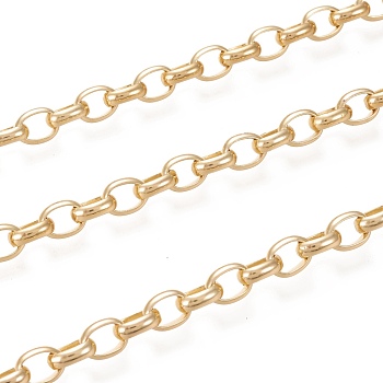 3.28 Feet Brass Cable Chains, Long-Lasting Plated, Unwelded, Real 18K Gold Plated, 8x6x2.5mm